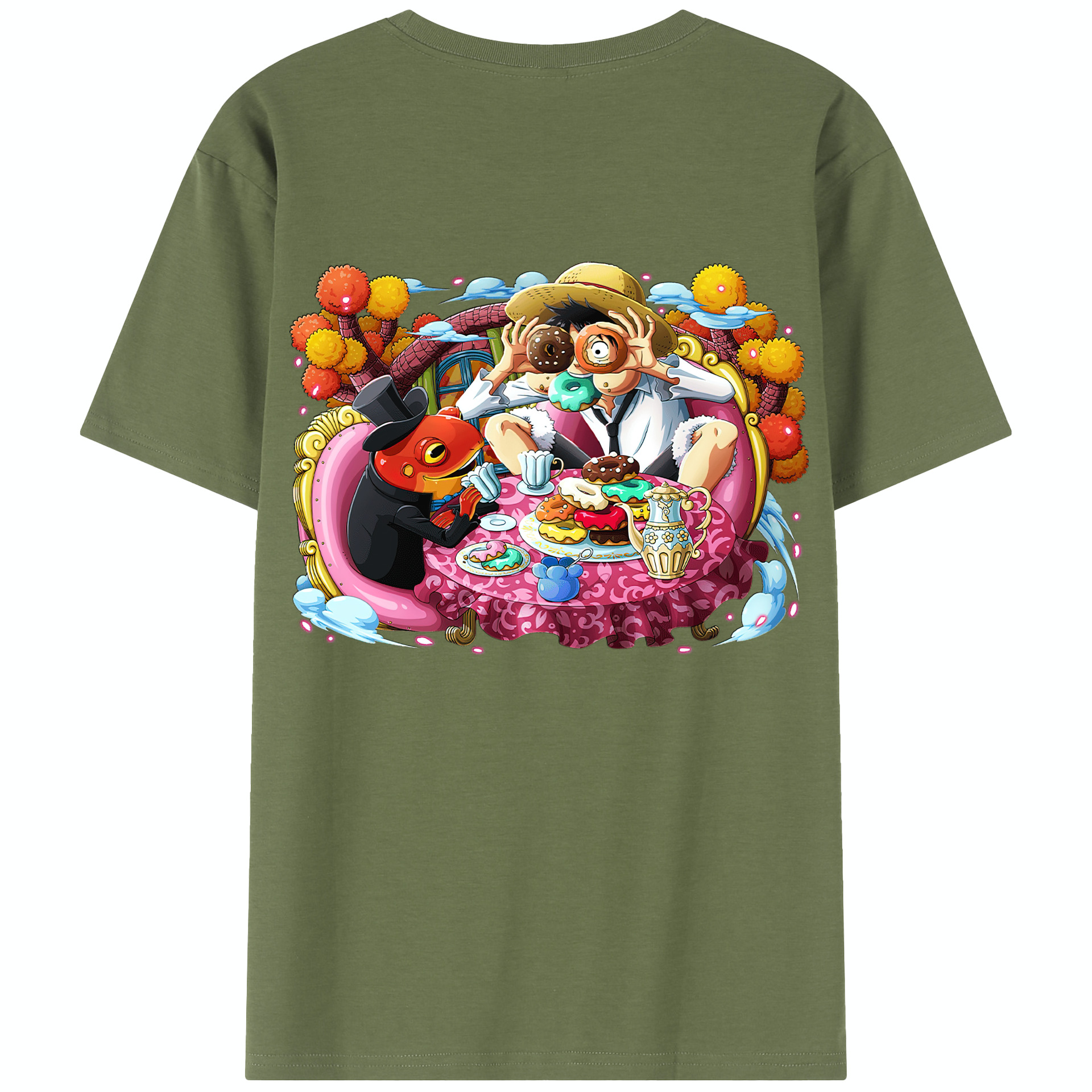 ワンピース モンキー・D・ルフィ ONE PIECE Monkey D. Luffy 綿100％半袖Tシャツ（背面プリント）
